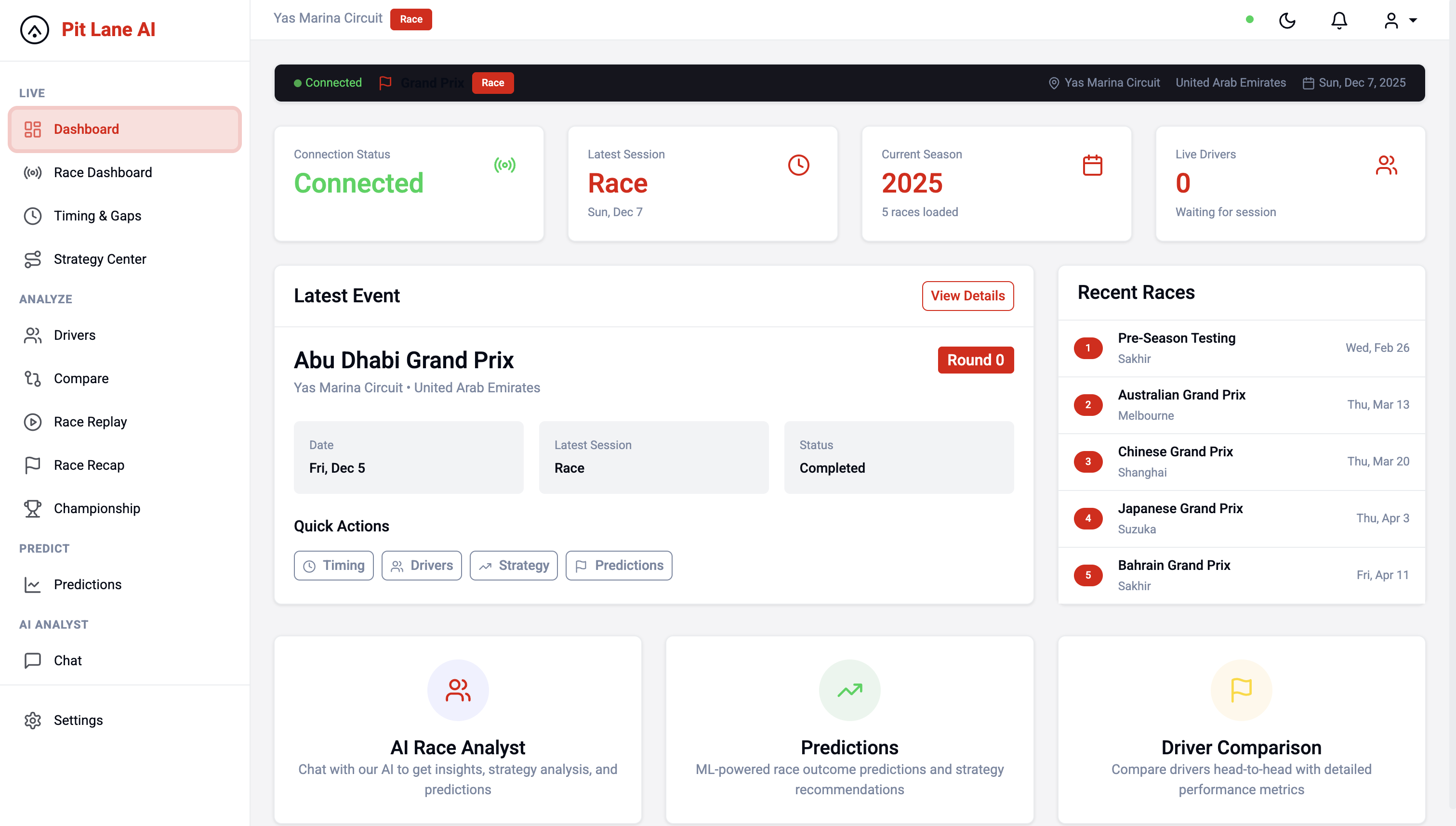 Pit Lane AI Dashboard