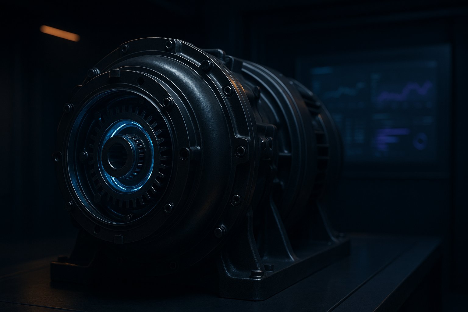 The Quiet Engine Inside Every Good AI Agent - a heavy industrial turbine glowing in a dimly lit infrastructure room, a metaphor for classical machine learning powering modern AI agents