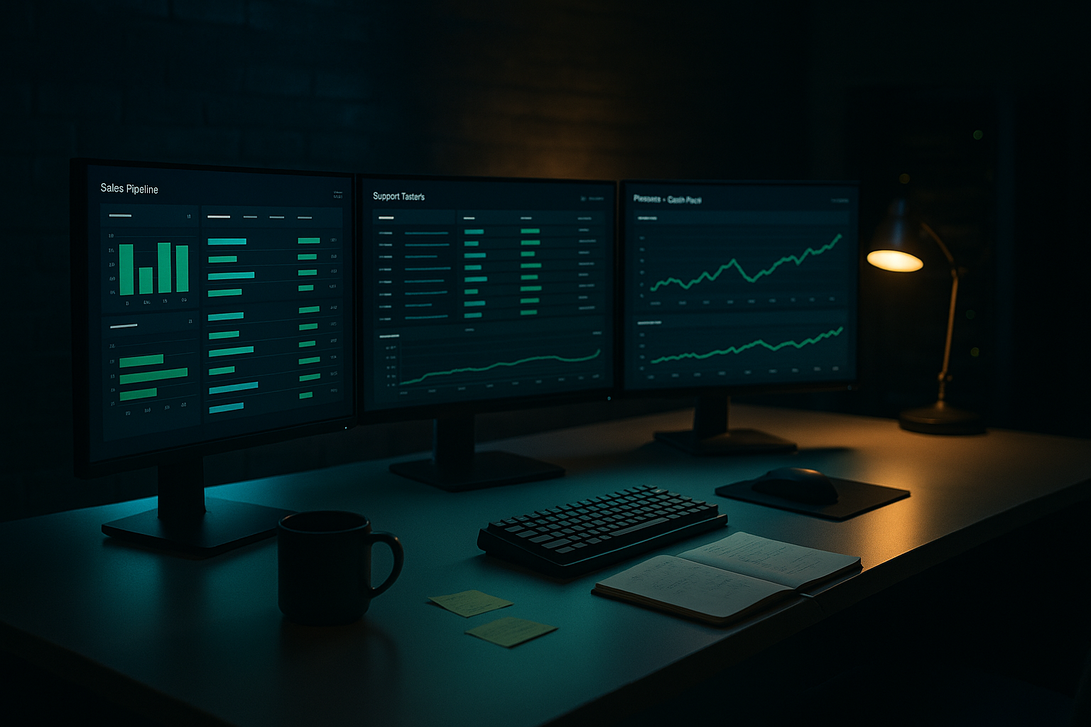 An AI-first SMB operations command centre: real dashboards, real tools, real work